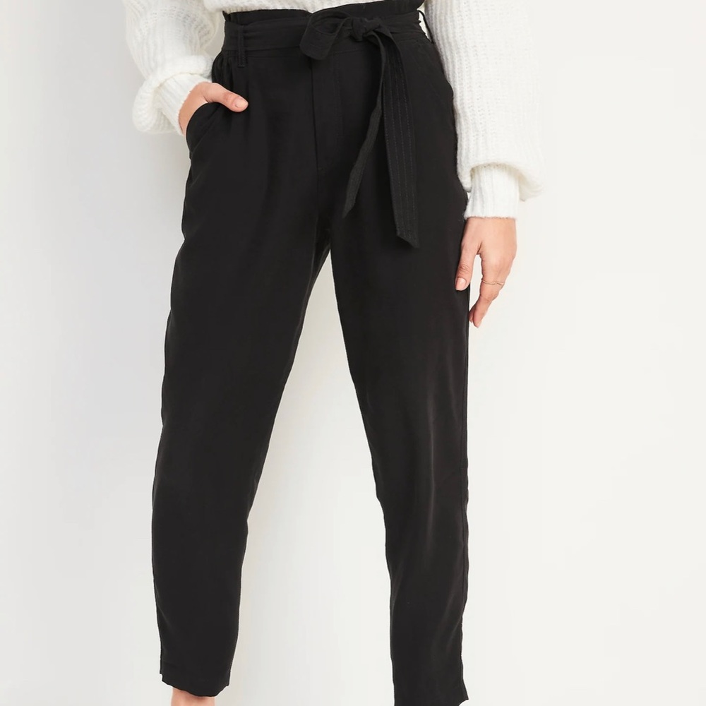old navy high waist belted ankle pants